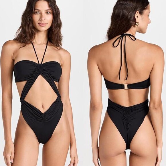 New! Riot Swim Phoenix Halter One Piece Swimsuit black nwot 27705 - Picture 1 of 8